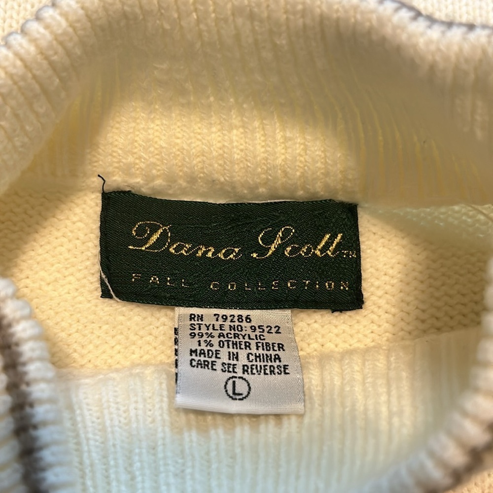 Dana Scott Sweater Cream Floral Green Pink Beige Large - Picture 3 of 3